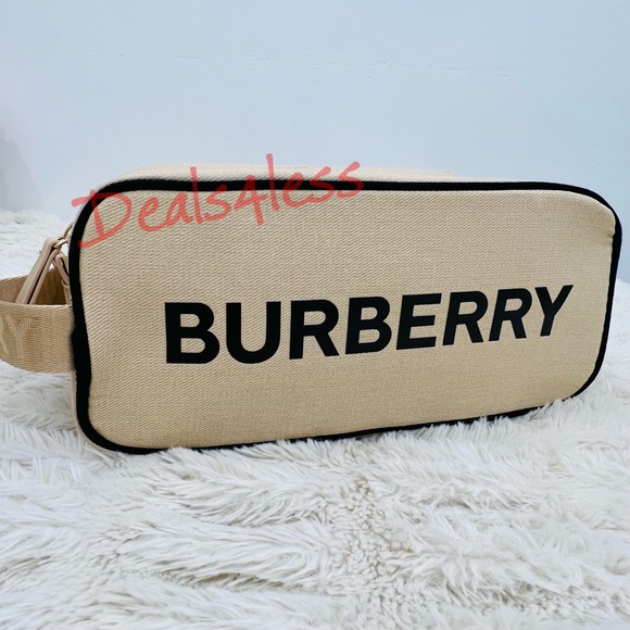 Burberry Bag Pouch Case Cosmetics Toiletry Travel Logo Handle Zippered New - Picture 7 of 12